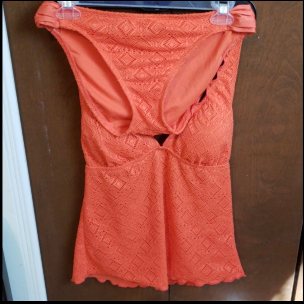 FREE W/ PURCHASE! 🥳 Textured tankini swimsuit top, orange, S - Picture 6 of 6